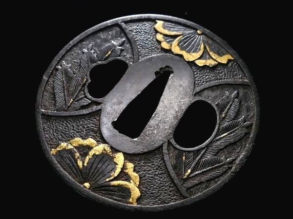 Tsuba Japanese Sword Accessory "Sugawara Denju Tenarai Kagami"  2.81 in8