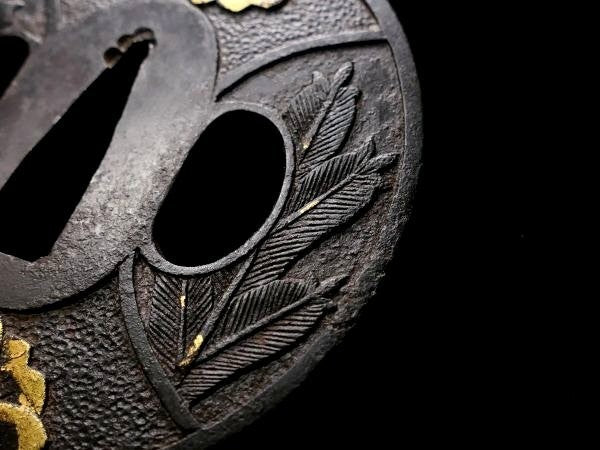 Tsuba Japanese Sword Accessory "Sugawara Denju Tenarai Kagami"  2.81 in5