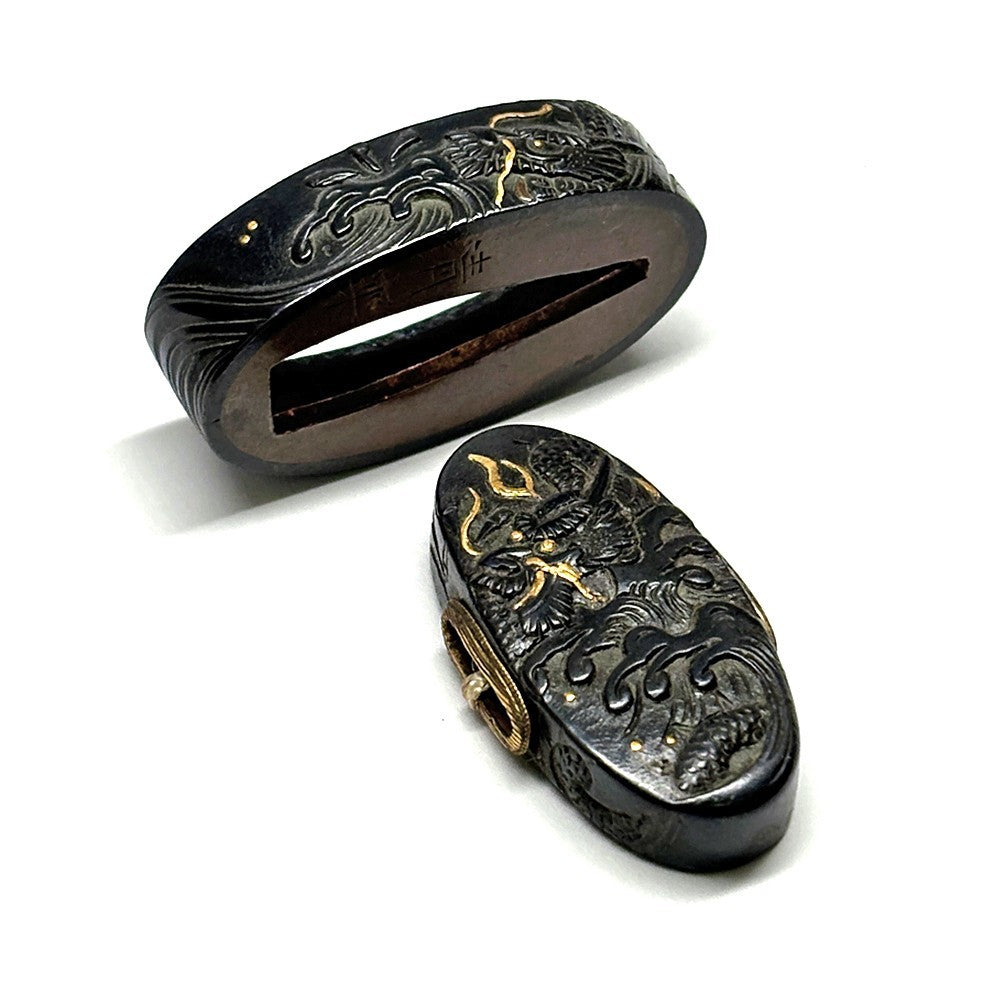 Futigashira Japanese Sword Accessory ”Wave Dragon Seijo” 1.54 in1