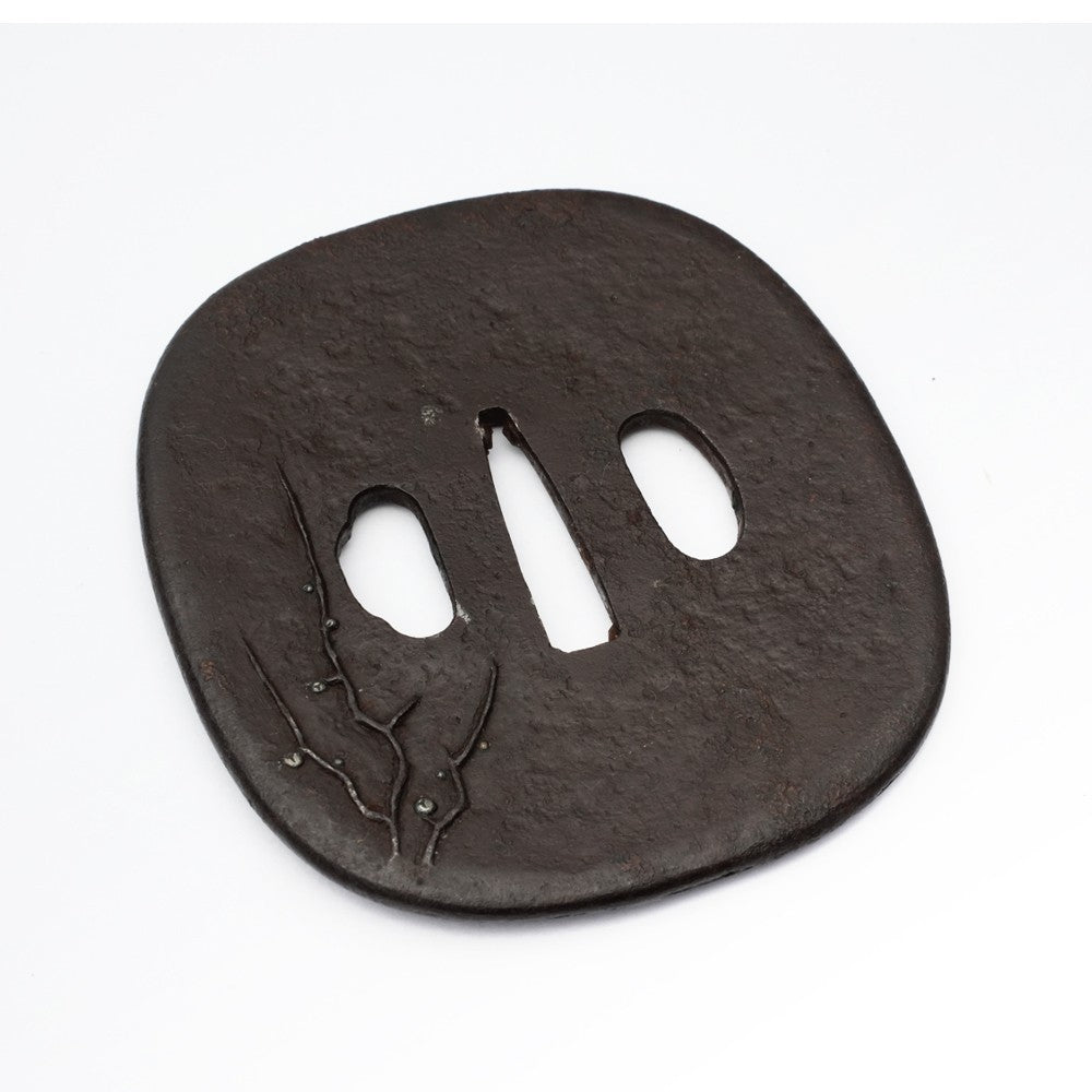Tsuba Japanese Sword Accessory Plum Tree 3.33 in From Japan3