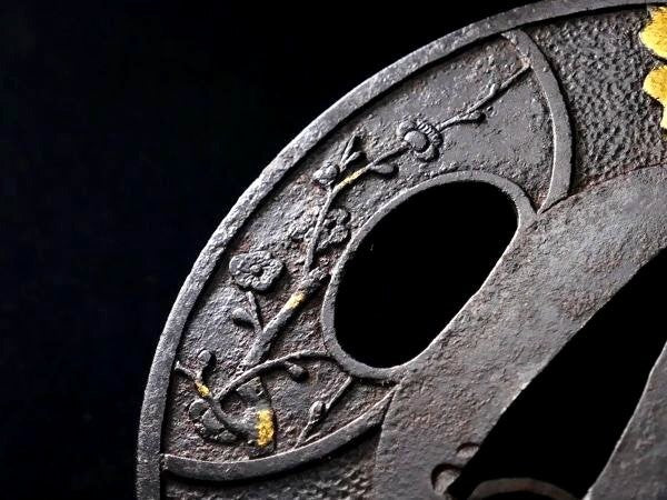 Tsuba Japanese Sword Accessory "Sugawara Denju Tenarai Kagami"  2.81 in4