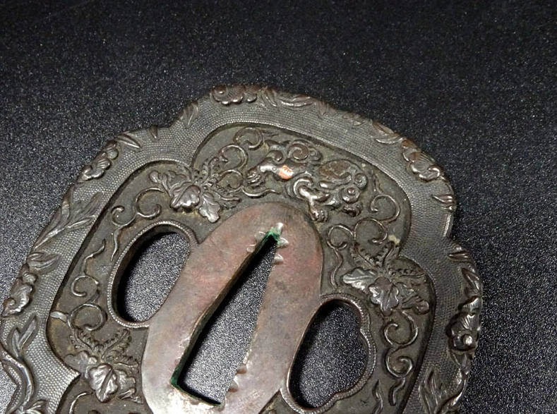 NBTHK Tsuba Japanese Accessory "Lion Flower Paulownia" 3.09 in9