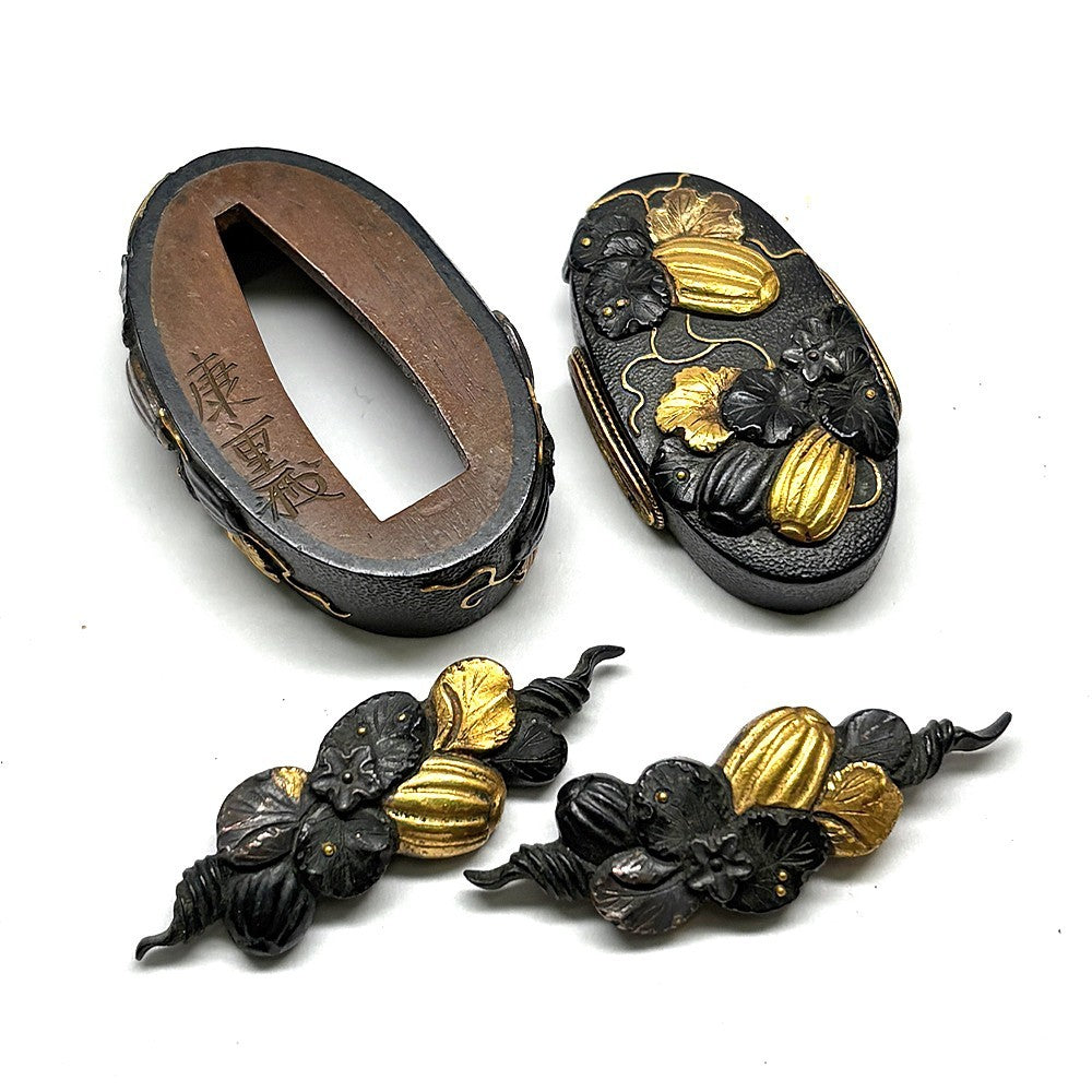 Futigashira Menuki Japanese Sword Accessory ”Thread Melon” 1.48 in4