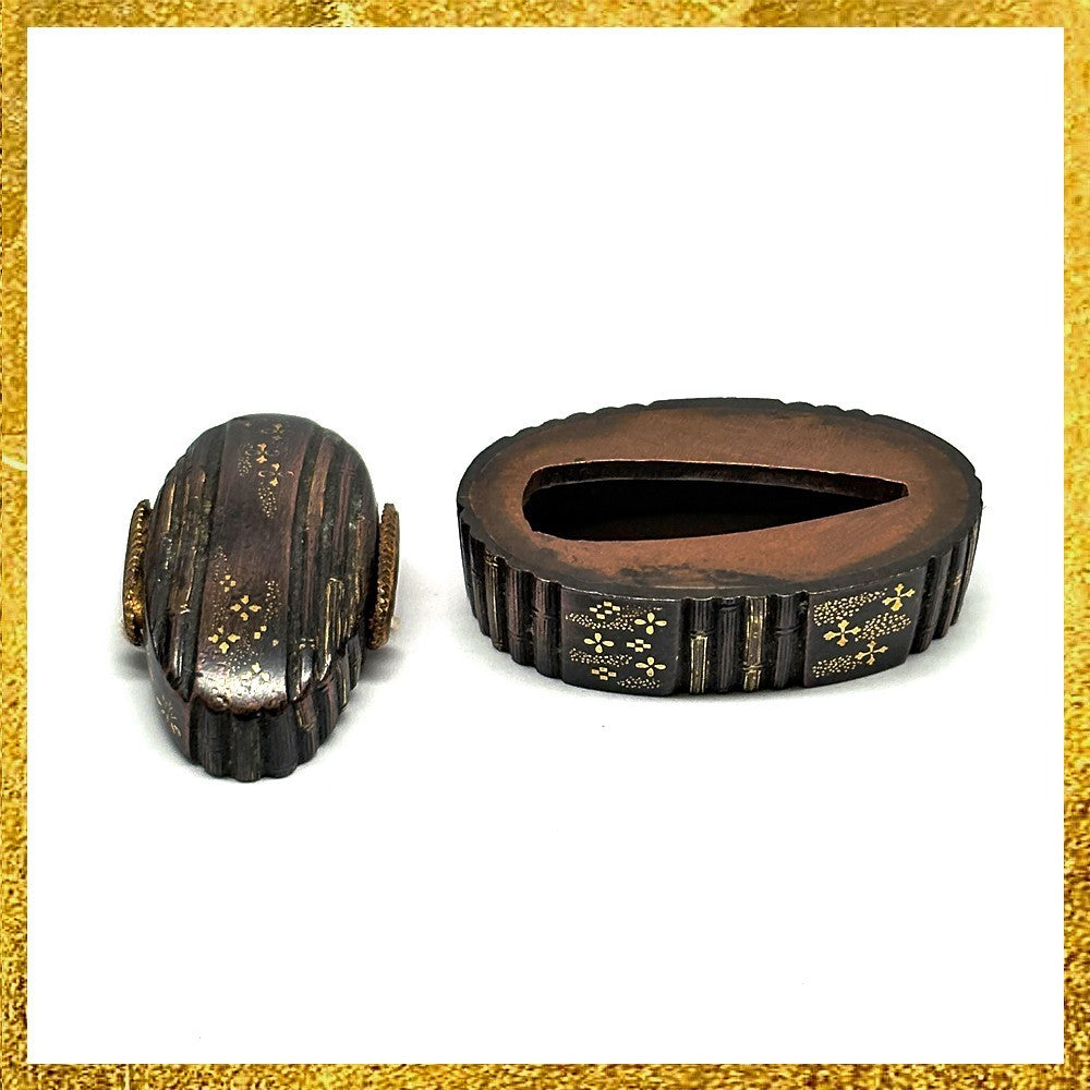 Futigashira Japanese Sword Accessory ”Masago Inlay” 1.51 in0