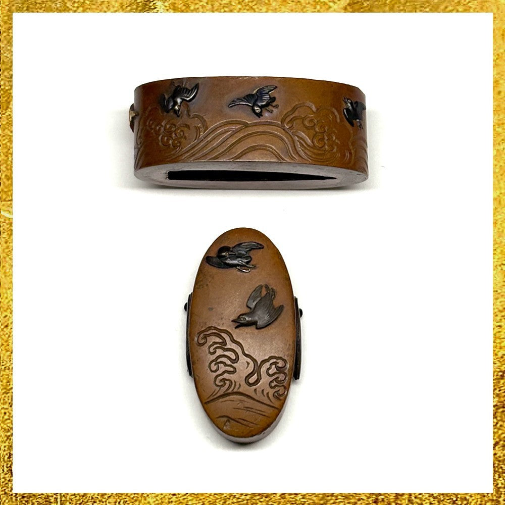 Futigashira Japanese Sword Accessory ”Swallow” 1.53 in0
