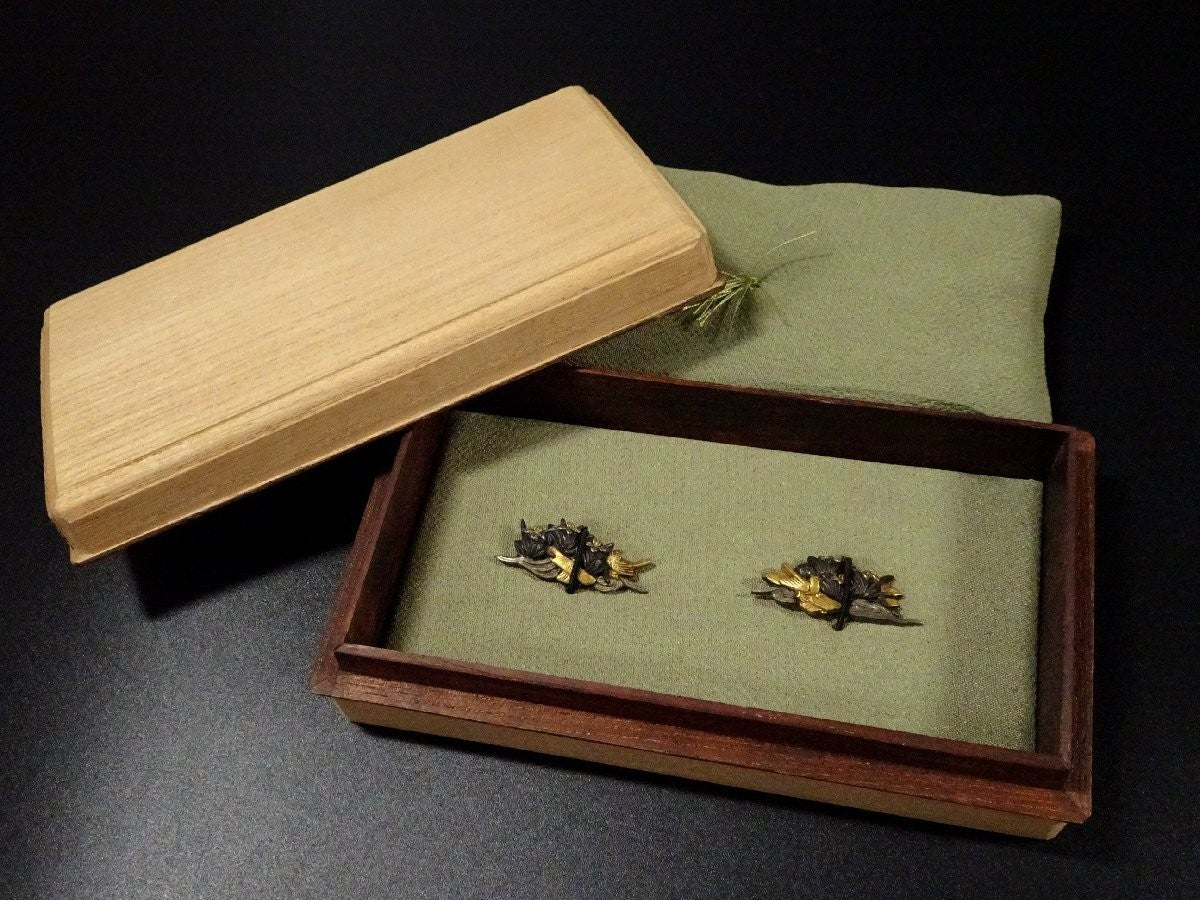 Menuki Japanese Accessory "Iris and Birds" 1.33 in9