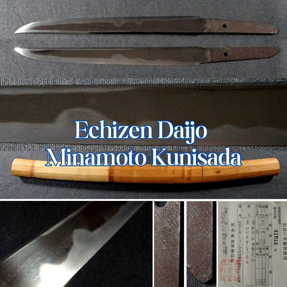 Japanese Sword Antique "Echizen Daijo Minamoto Kunisada"  Tanto Shirasaya Katana0