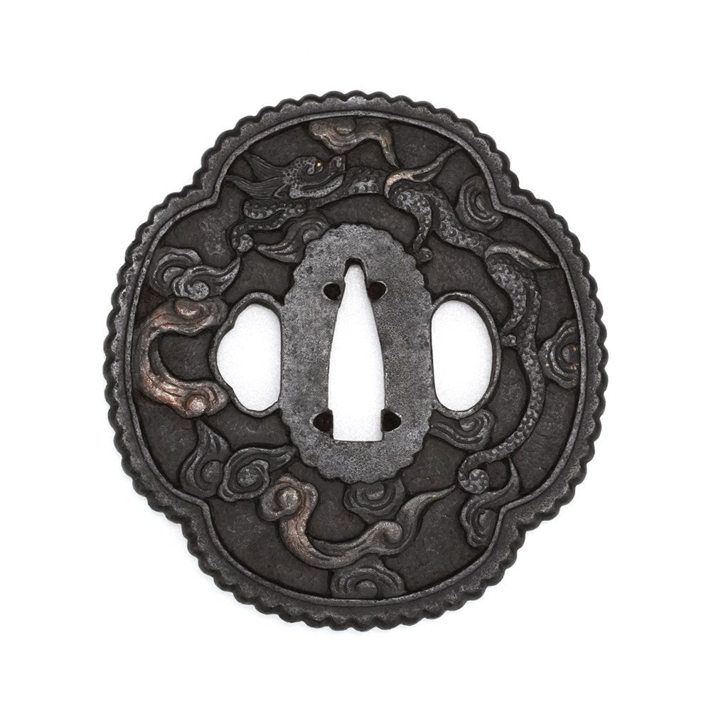 Tsuba Japanese Sword Accessory Nanban Dragon/Phoenix 3.2 in From Japan1