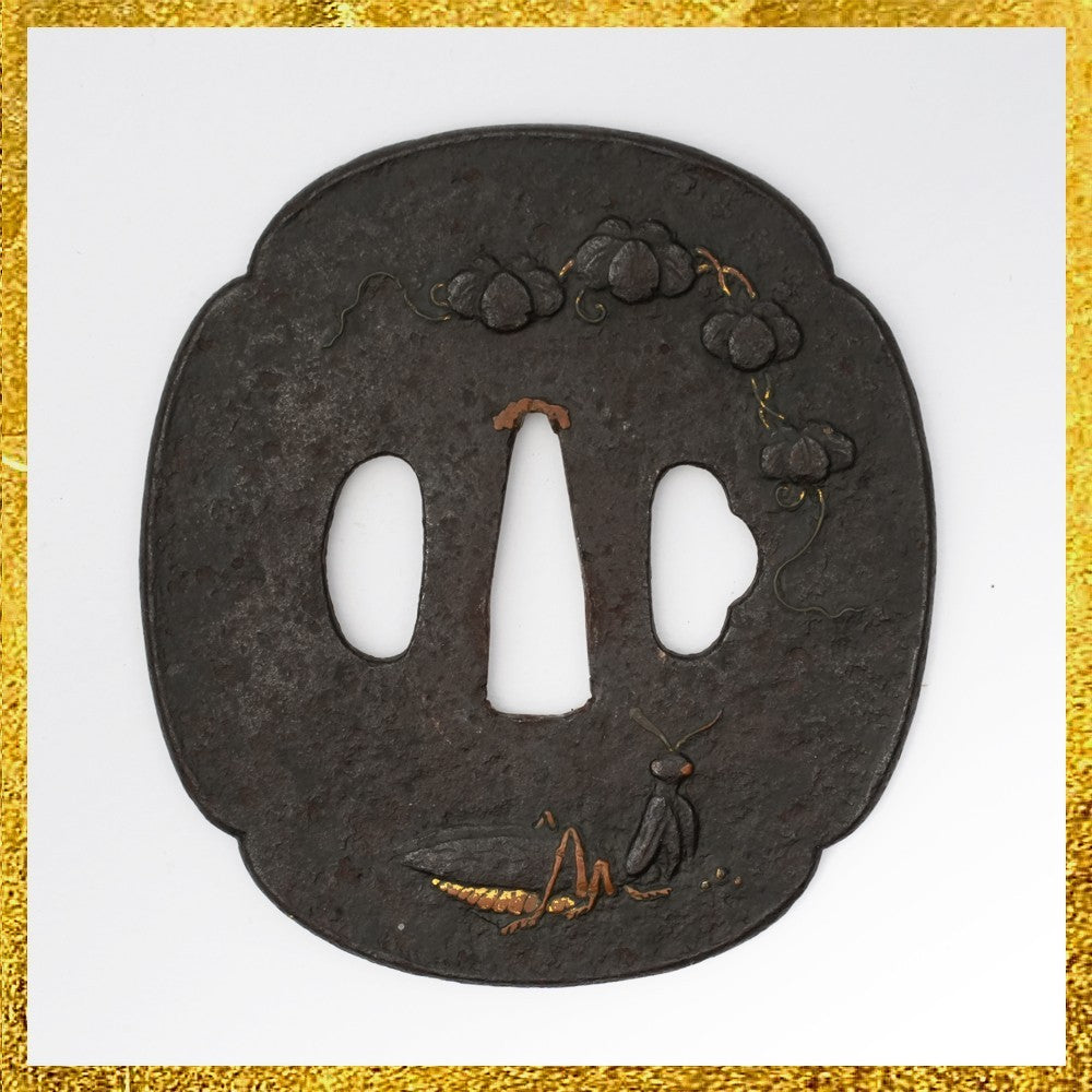 Tsuba Japanese Sword Accessory mantis 3.36 in From Japan0