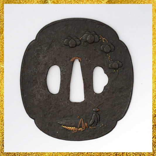 Tsuba Japanese Sword Accessory mantis 3.36 in From Japan0