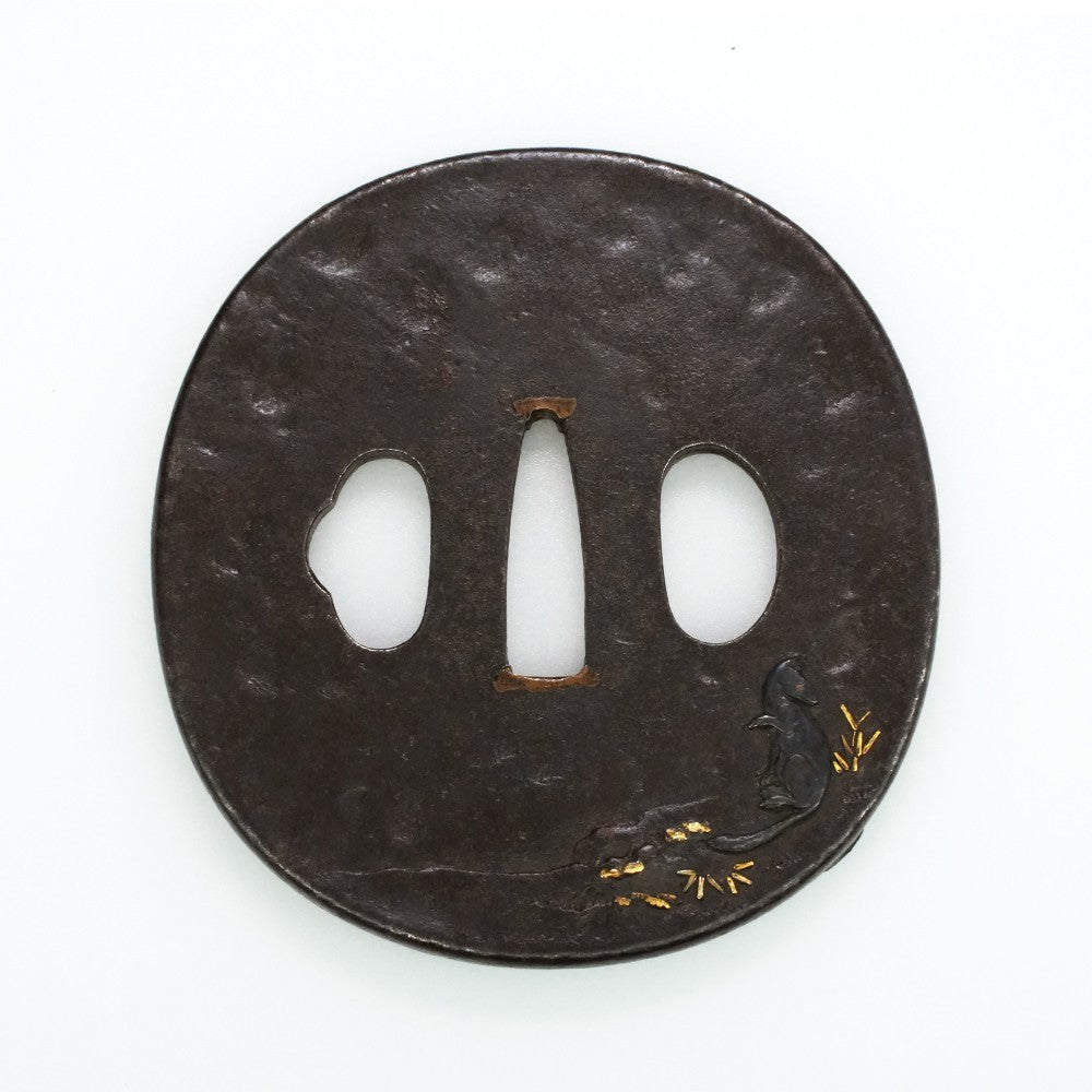 Tsuba Japanese  Accessory Fox Hunting 3.15 in4