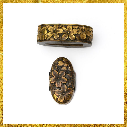 Futigashira Japanese Sword Accessory ”Cherry Blossoms” 1.58 in0