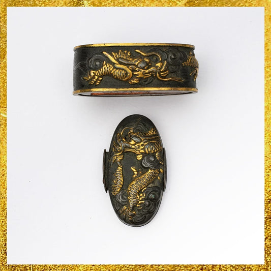 Futigashira Japanese Sword Accessory ”Dragon” 1.47 in0