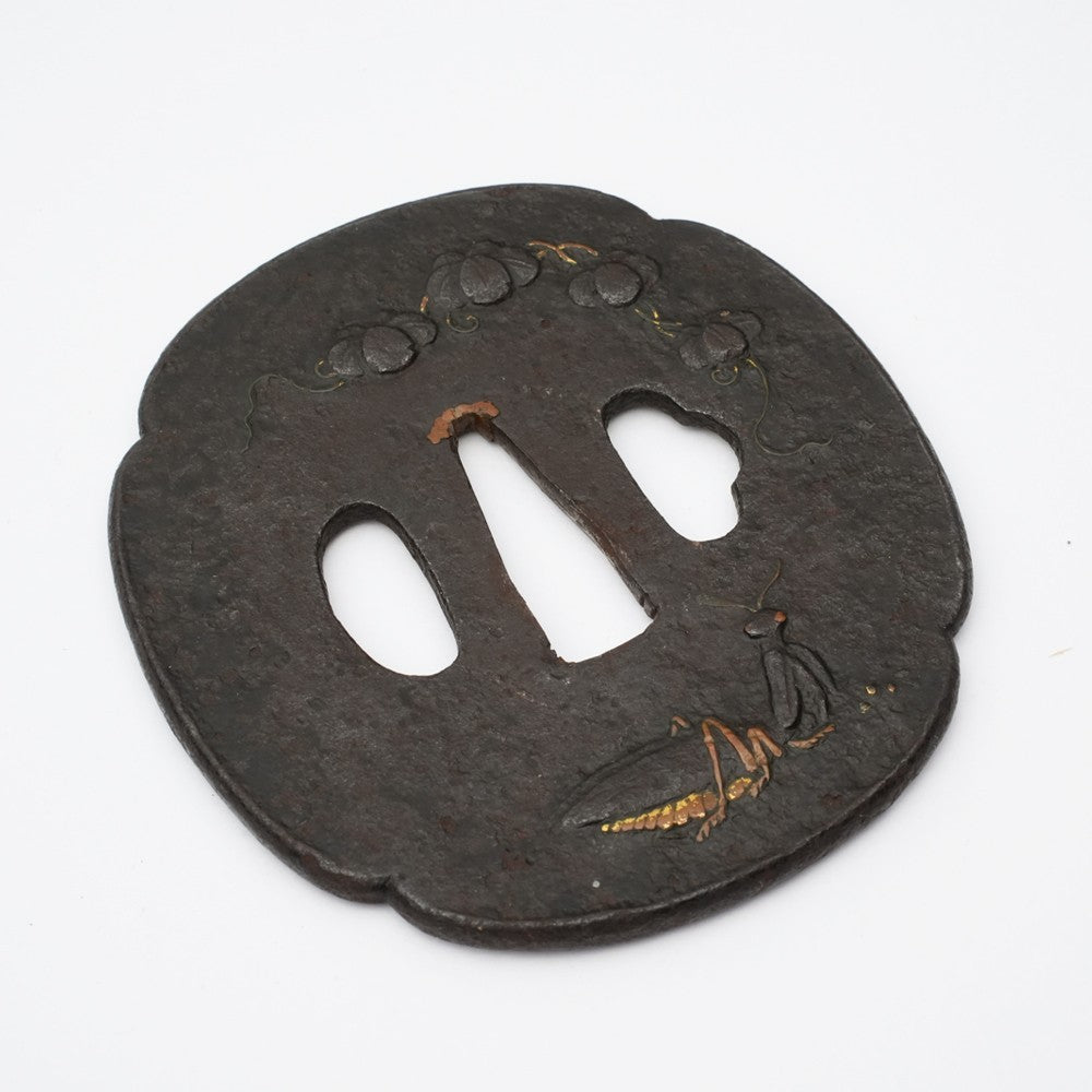 Tsuba Japanese Sword Accessory mantis 3.36 in From Japan4