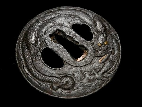 Tsuba Japanese Sword Accessory "Cloud dragon illustration" 3.12 in5