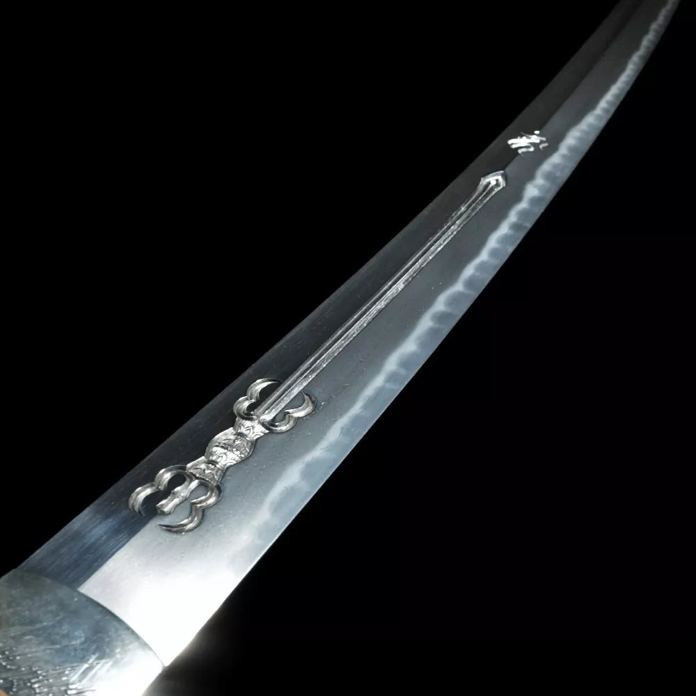 Japanese Sword Antique Katana Shirasaya 伊豫松山住靖献彫同作 28.26 in From Japan Katana