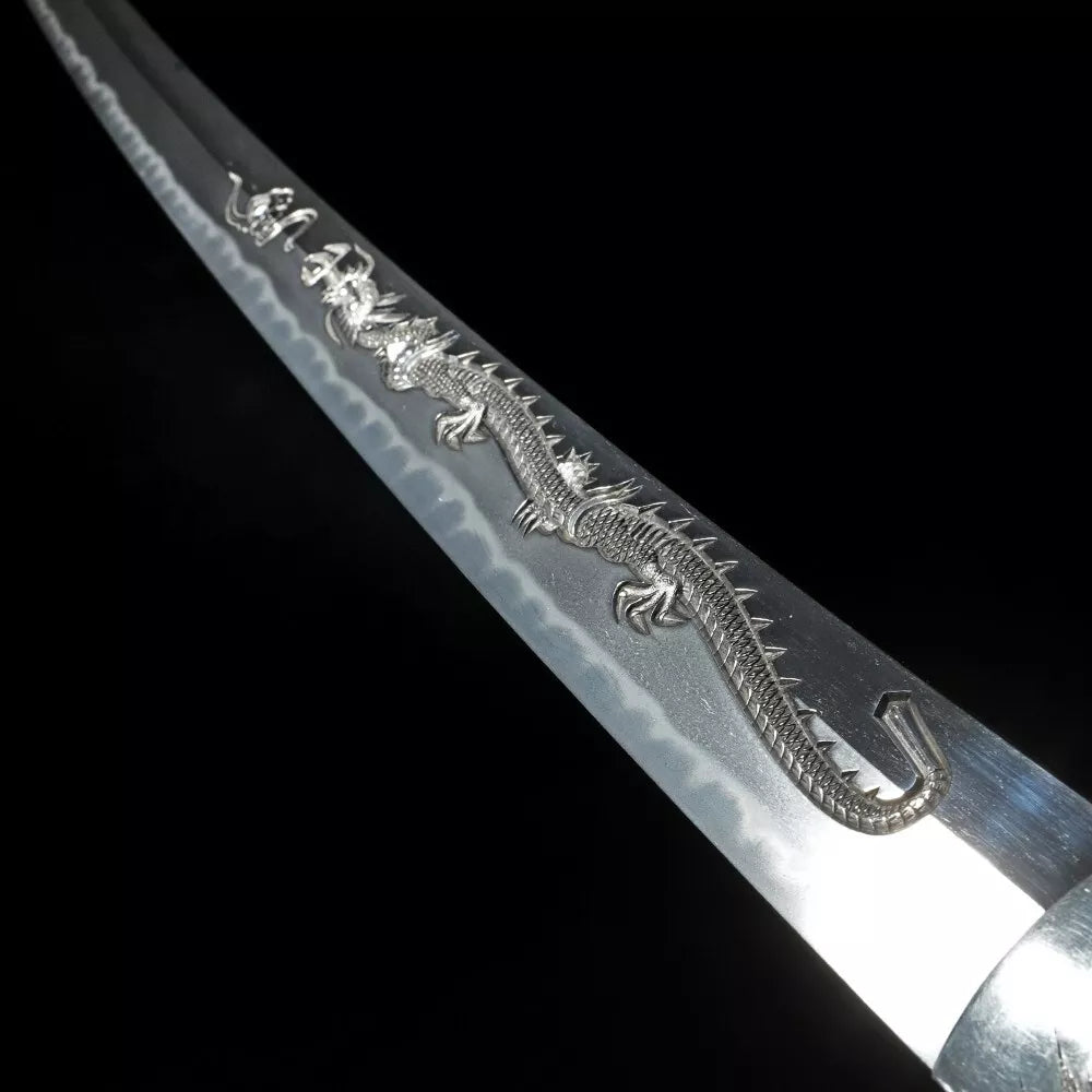 Japanese Sword Antique Katana Shirasaya 伊豫松山住靖献彫同作 28.26 in From Japan Katana